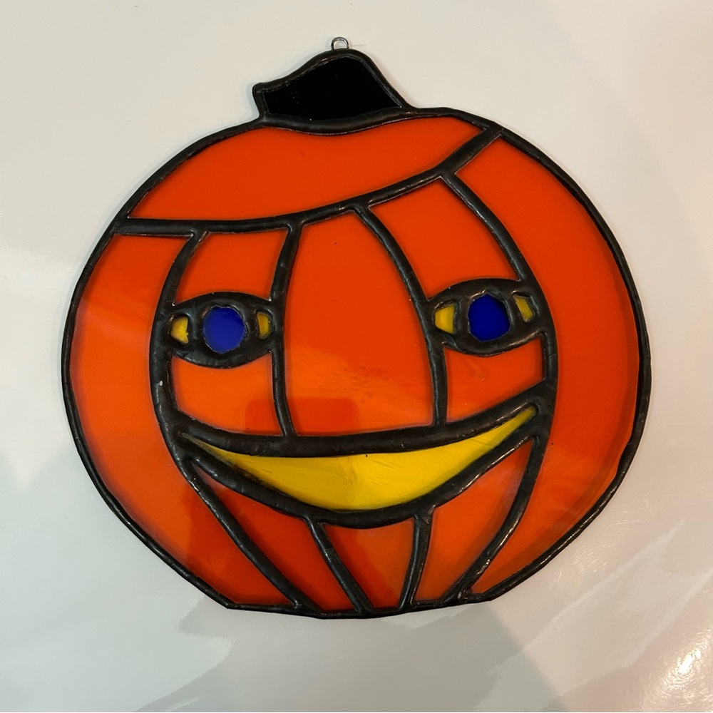 🔻🔻🔻sale Handmade jack o lantern stained glass